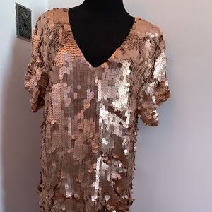 Free People Rose Gold Sequin Dress- Size Small